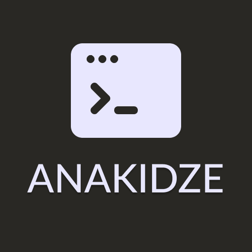 Gray background with a unix terminal icon and 'ANAKIDZE' written'